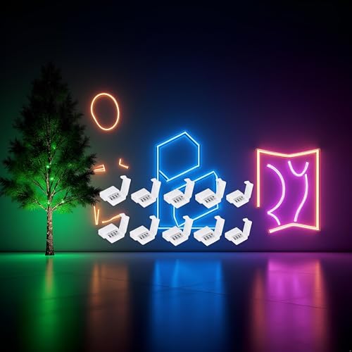 10mm 4-Pin LED Strip Connectors for 5050 RGB Lights - 10 Pack Solderless