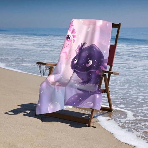 Axolotl Beach Towel - Quick Dry, 100% Cotton, 52" x 32"