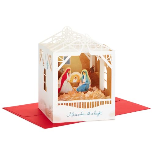 Illustrated Nativity Christmas Pop Up Card with Envelope - Religious Scene