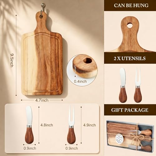 Acacia Wood Baby Shower Prize Set Mini Charcuterie Board with Utensils - Ziliny