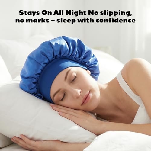 Sibba 2 Pcs Satin Sleep Bonnet for Curly Hair Locs and Braids