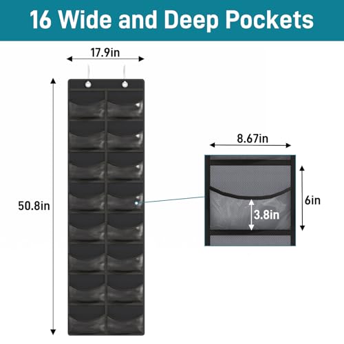 Fixwal Over-Door Hat Organizer with 16 Clear Pockets