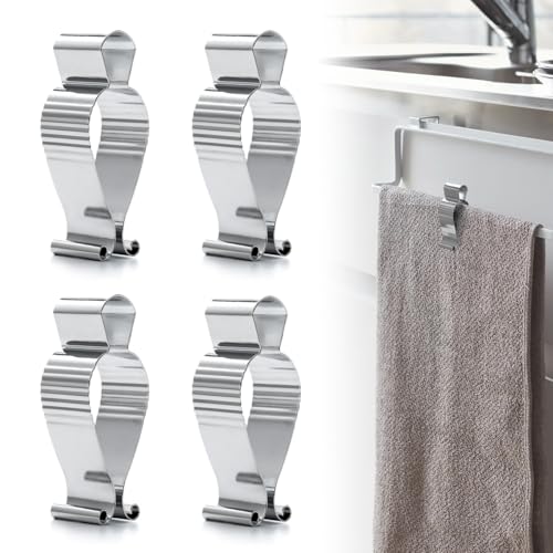 AIEVE Stainless Steel Towel Clips - 4 Pack for Kitchen & Bathroom