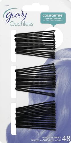 Goody Slideproof Black Bobby Pins 2 Inch - 48 Count Pain-Free Hair Pins
