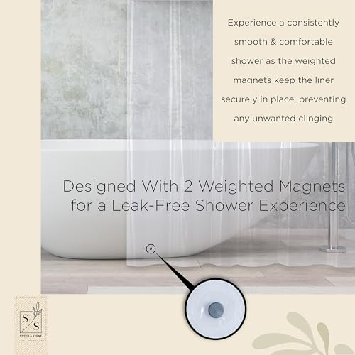 Stitch & Stone Clear Lightweight Shower Curtain Liner 70x72 Inches with Weighted Magnets, Pack of 1