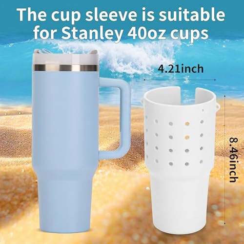 TOYORK Cup Holder for Bogg Bag, White PVC Tumbler Carrier with Shoulder Strap