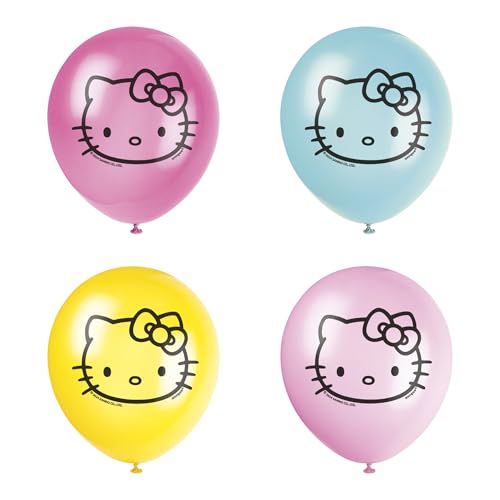 Hello Kitty Latex Balloons - 12 Inch Birthday Party Decorations, 8 Count