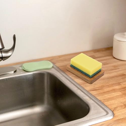Teak Wood Slotted Soap Holder - 1pc Non-Slip Design for Kitchen Sink