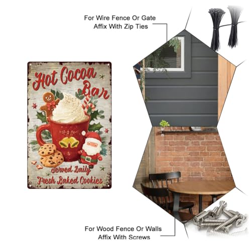 Hot Cocoa Bar Tin Sign - Vintage Metal Wall Art for Home & Cafe