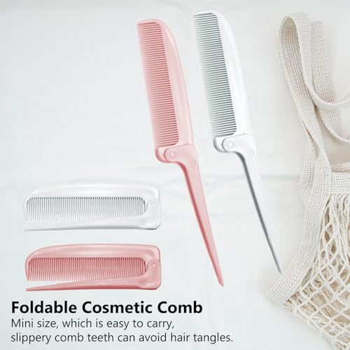 ETCAR 2-Pack Hair Parting & Rat Tail Combs Set with Foldable Design