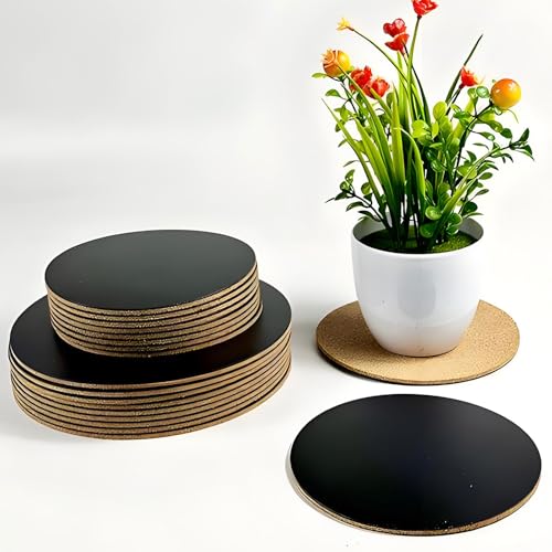 8-Inch Cork Plant Coasters - Set of 3, Super Absorbent & Waterproof