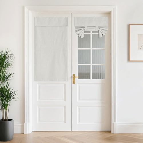 NICETOWN Blackout Linen Door Curtain - 26 x 64 Inch, Ivory White