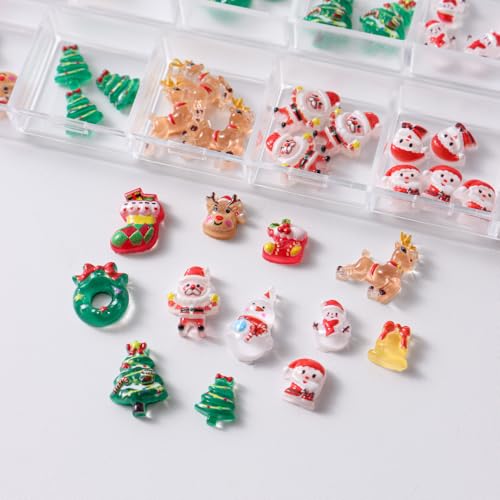 Christmas Nail Charms 3D Resin Snowman Santa Reindeer Gems