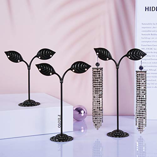 Autodeco Leaf Shape Earring Display Stand Set - Adjustable Metal Jewelry Organizer for Retail & Photography