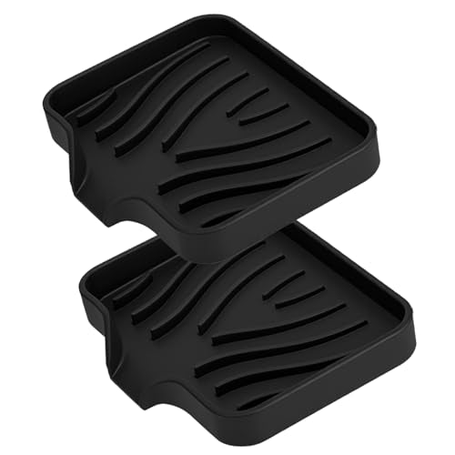 2 Pack Silicone Soap Dish with Drain - Self-Draining Bar Soap Holder