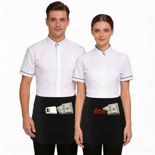 YELEGAI Multi-Pocket Restaurant Apron with Adjustable Straps