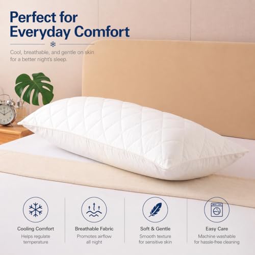Cooling Diamond Quilted Body Pillow Cover 21"x54" with Zipper - Soft & Breathable