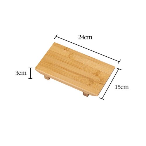 LEQC Bamboo Sushi Plate Japanese Style Sushi Serving Tray, Wooden Sushi Board & Sashimi Platter – Natural Eco-Friendly Bamboo Tableware for Sushi Rolls, Nigiri & Appetizers (9.45" × 5.91", Count, 10)