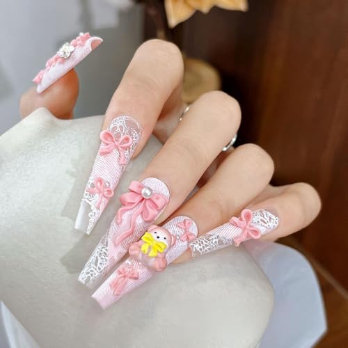 OSTTMA 3D Bow Nail Charms Silicone Mold Transparent DIY Nail Art Stencil