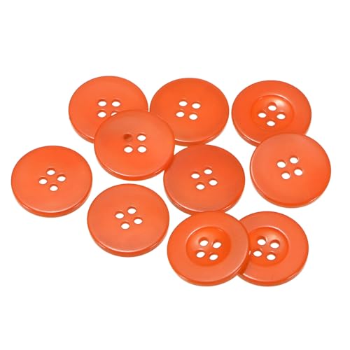 HARFINGTON 25mm 4-Hole Resin Sewing Buttons 40L Round Flat Craft Buttons for Coats Clothing DIY Orange 10pcs