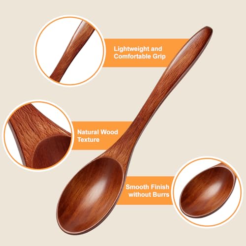 PAGWS 7-Piece Small Wooden Spoon Set - 5.7-Inch Natural Hardwood Utensils