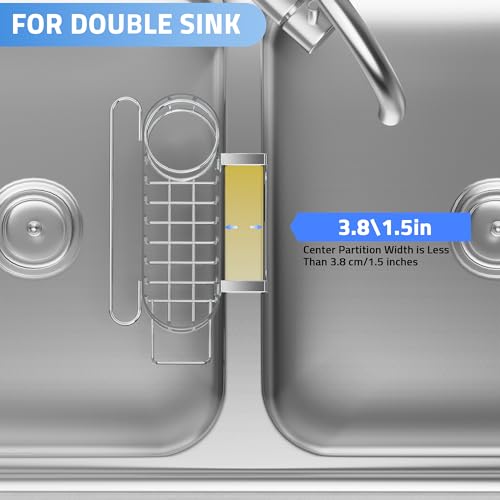 Cisily Stainless Steel Kitchen Sink Caddy Sponge Holder - Hanging Silver