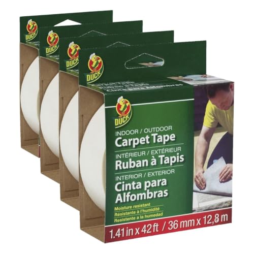 Duck Brand Indoor/Outdoor Carpet Tape, 1.41-Inch x 42-Feet, 4-Pack