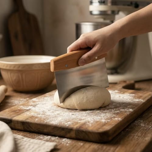Dough Cutter & Kitchen Scraper - Stainless Steel Pastry & Food Chopper