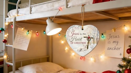 Christian Heart Christmas Ornaments Set of 2 | Inspirational Decor