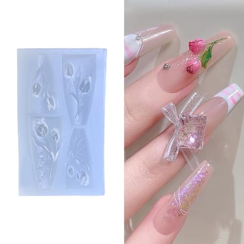 Zudilyo Silicone Nail Art Mold with Flower Patterns for Manicures