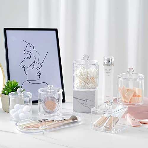 SheeChung Clear Acrylic Vanity Tray Set - 2 Pack, 9.65" x 4.5" x 0.79"