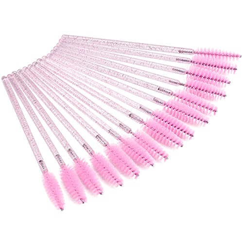 Tbestmax 100-Pack Disposable Eyelash Brushes & Mascara Wands - Pink