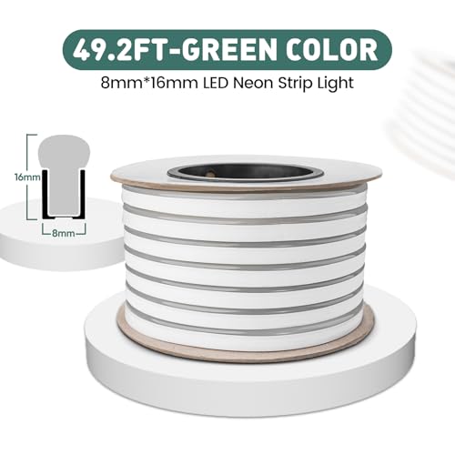 Flexible LED Neon Rope Lights 50FT Waterproof Strip Light Green 15M
