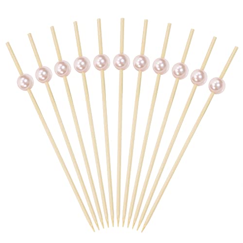 20pcs Light Pink Bamboo Cocktail Picks - 4.7 Inch Food Sticks