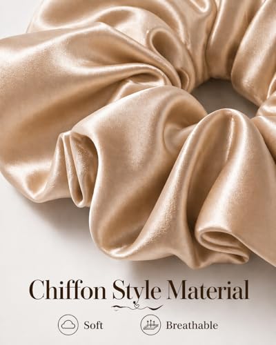 Large Satin Scrunchies 3 Pack - 7 Inch Oversized Hair Ties for Thick Hair