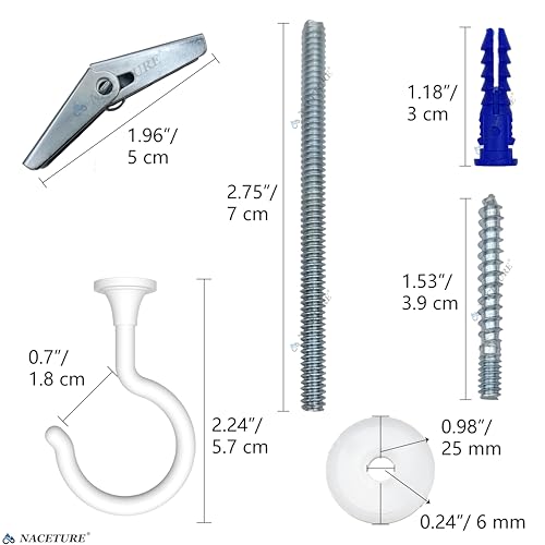 NACETURE Heavy Duty Ceiling Swag Hooks - White 2 Pack for Plants & Lights
