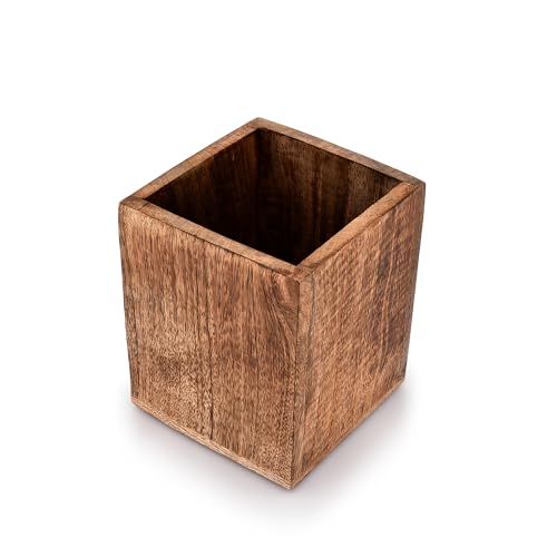 Samhita Mango Wood Utensil Holder for Countertop - 5"x5"x6"