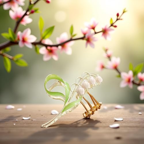 Pink Lily of the Valley Metal Hair Claw Clip for Thick & Thin Hair