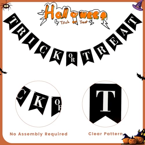 JijAcraft Halloween Trick or Treat Paper Banner - Pre-Strung Decor