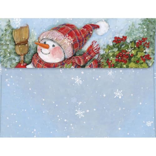 Christmas Greeting Cards Set with Envelopes - Festive Snow & Evergreen Design