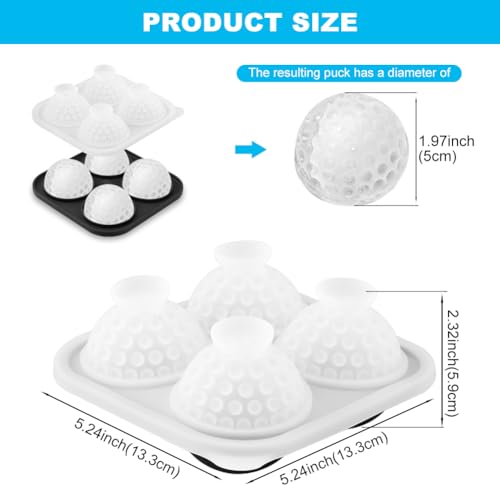 Golf Ball Silicone Ice Cube Mold, 4-Cavity Sphere Tray for Whiskey and Cocktails, Black