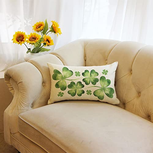 St. Patrick's Day Lucky Clover Lumbar Throw Pillow Cover - 12x20 Inch