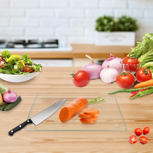 KimiDitt Tempered Glass Cutting Board, 12x8 Inch Small Kitchen Chopping Mat