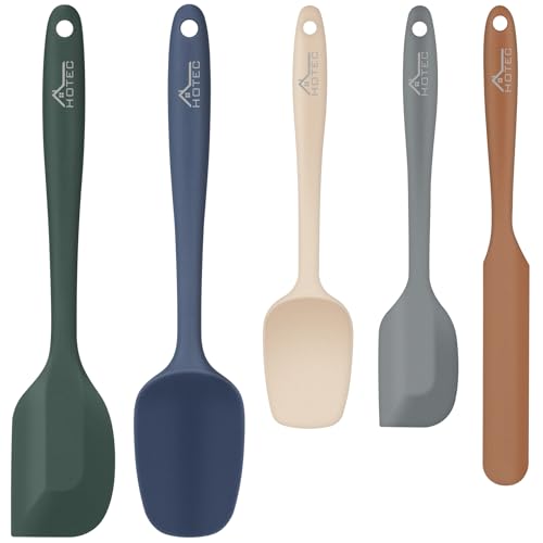 HOTEC Neutral Silicone Spatula Set - 5 Piece, Heat Resistant 600°F, BPA-Free