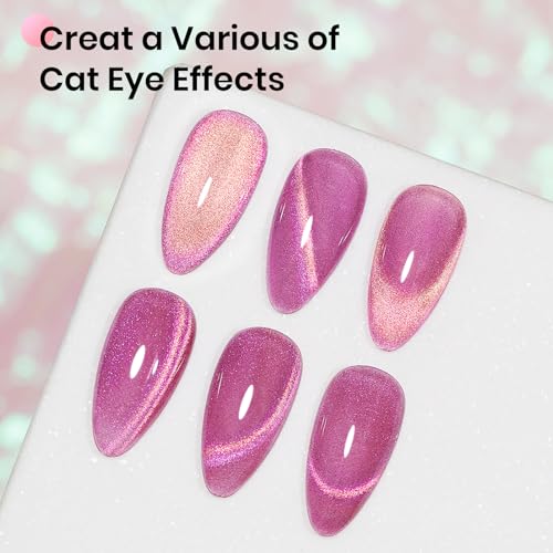 MIZHSE Pink Cat Eye Gel Nail Polish with Magnet Stick Starry Effect