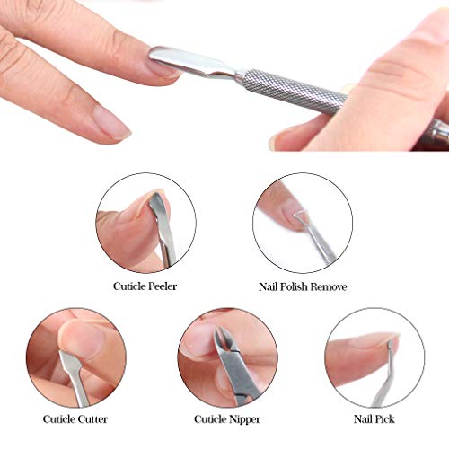 Aosome 5-Piece Stainless Steel Cuticle Nipper and Pusher Set Manicure Tools