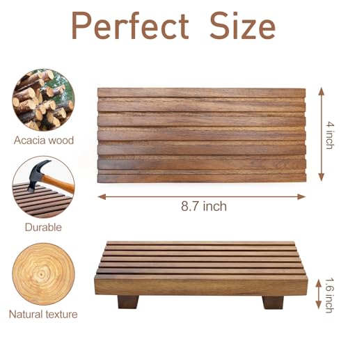 Acacia Wood Riser Tray - 8.7" x 4" x 1.6" for Bathroom & Kitchen Decor