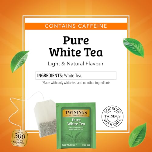 Twinings Pure White Tea Bags - 20 Count, Pack of 6 - Delicate & Smooth