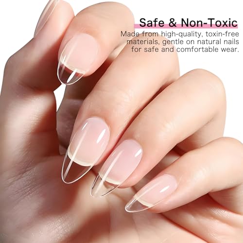 Creaglam Medium Almond Fake Nails - 240PCS Clear Gelly Press On Nail Tips