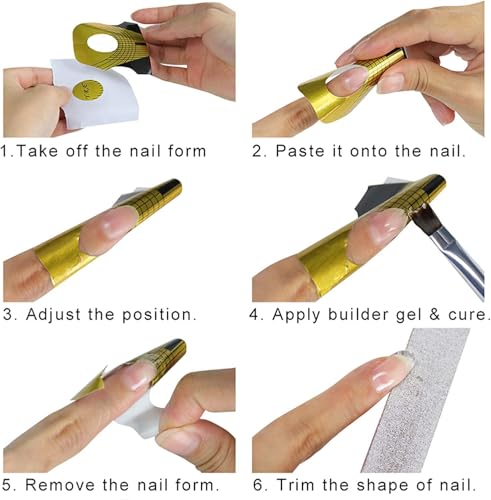 200 Pcs Self-Adhesive Nail Forms for Acrylic and UV Gel Extensions